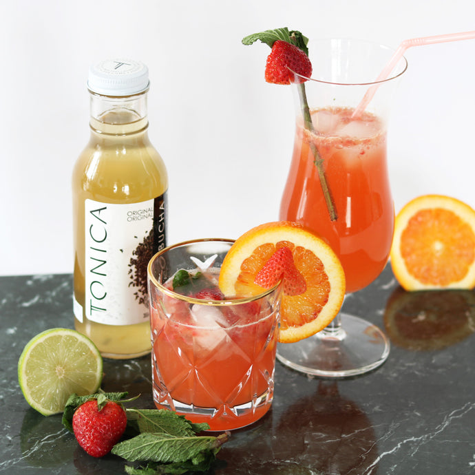 Blood Orange & Strawberry Vodka Kombucha Cocktail