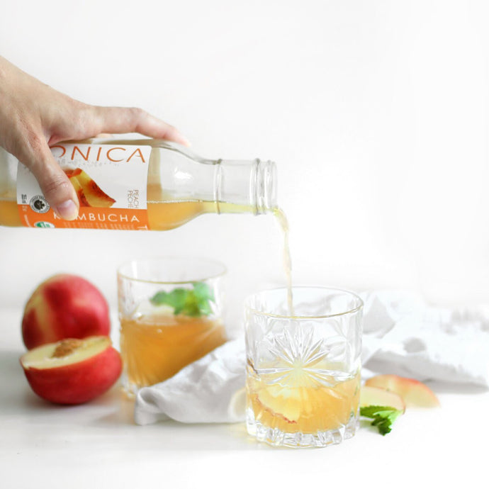 Sparkling Peach Kombucha Cocktail